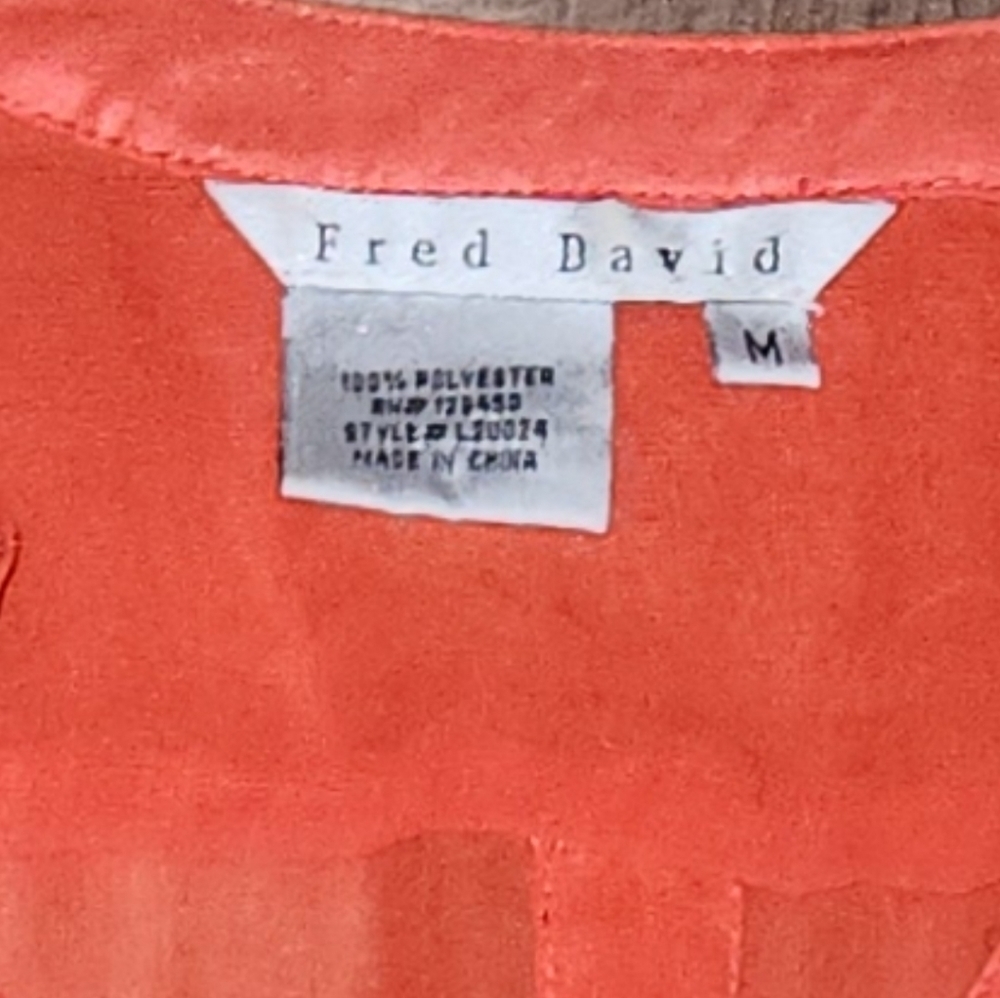 Fred David Sheer Tangerine Color Top Size Medium - Picture 3 of 3